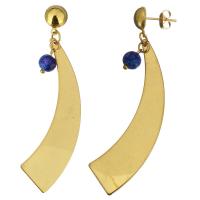 Stainless Steel Drop Earring, with Resin, gold color plated, for woman, 68mm 
