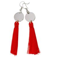 Stainless Steel Tassel Earring, with Nylon Cord, plated, for woman, 78mm, 15mm 