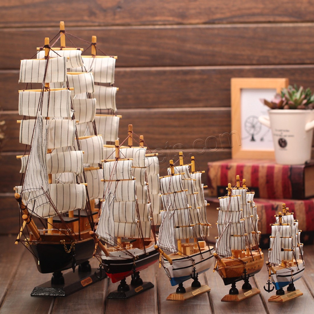 Украшение для дома, деревянный, Парусное судно, разный размер для выбора, продается PC