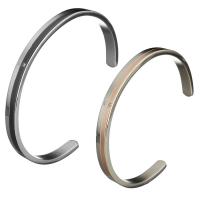 Stainless Steel Cuff Bangle, plated, for woman & with rhinestone 