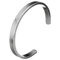 Stainless Steel Cuff Bangle, for woman & with rhinestone, original color, 6mm, Inner Approx 