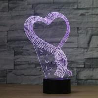LED lampe de nuit en coloré, plastique ABS, avec Acrylique, coeur, avec interface USB & changer de couleur automatic & styles différents pour le choix Vendu par fixé