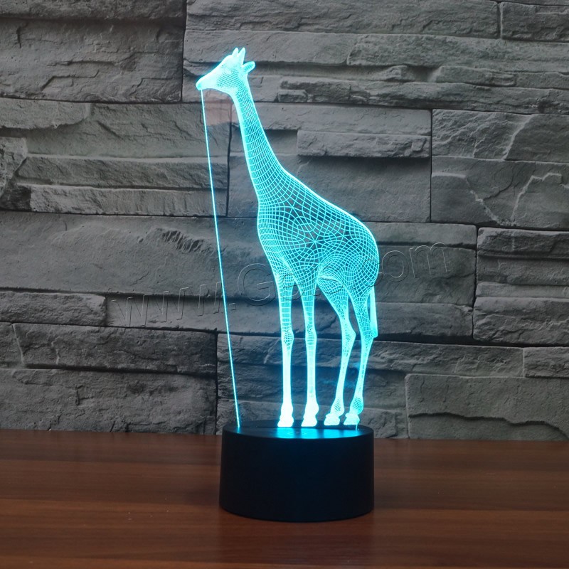 LED lampe de nuit en coloré, plastique ABS, avec Acrylique, Girafe, avec interface USB & changer de couleur automatic & styles différents pour le choix & modèles différents pour le choix, Vendu par fixé