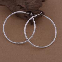 Brass Hoop Earring, Donut, real silver plated & for woman, lead & cadmium free 