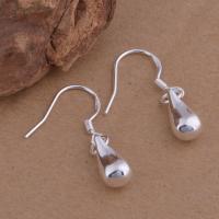 Brass Drop Earring, Teardrop, real silver plated, for woman, lead & cadmium free 