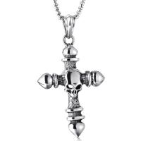 Titanium Steel Sweater Necklace, Cross, box chain & for man & blacken Approx 24 Inch 