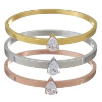 Stainless Steel Bangle, with Crystal, Teardrop, plated, for woman & faceted 4mm, Inner Approx 