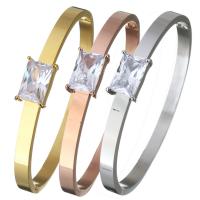 Stainless Steel Bangle, with Crystal, Rectangle, plated, for woman & faceted 4.5mm, Inner Approx 