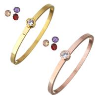 Stainless Steel Bangle, plated, detachable & for woman & with rhinestone 8mm, 4mm, Inner Approx 