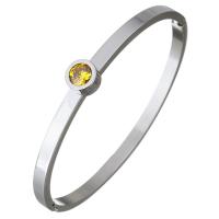 Stainless Steel Bangle, detachable & for woman & with rhinestone, original color, 8mm, 4mm, Inner Approx 
