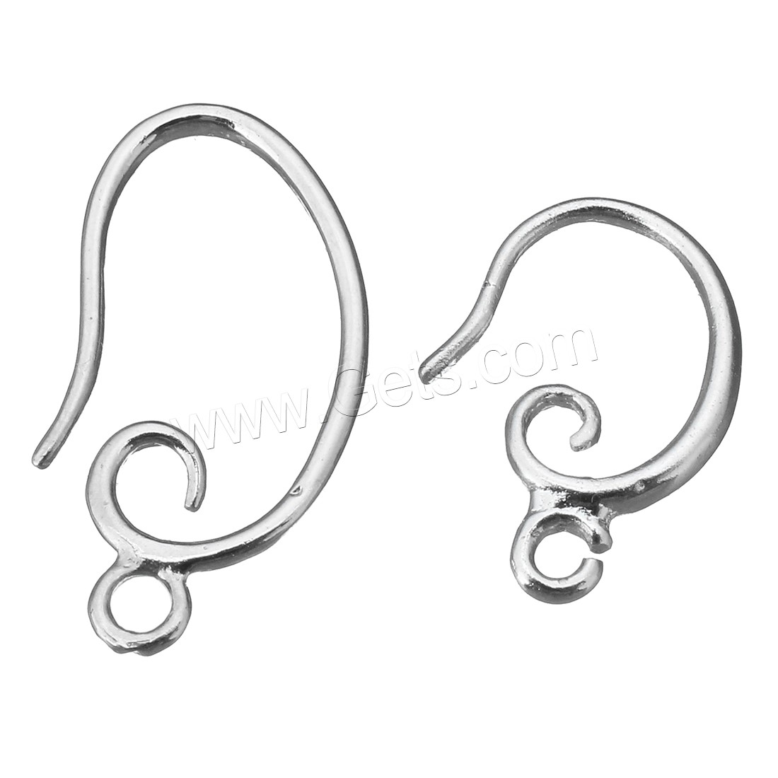 Brass Hook Earwire, platinum color plated, with loop & different size for choice, Hole:Approx 2mm, Sold By PC