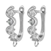 Brass Lever Back Earring Component, platinum plated, with loop & micro pave cubic zirconia Approx 1.5mm 