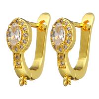 Brass Lever Back Earring Component, real gold plated, with loop & with cubic zirconia Approx 1mm 