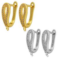 Brass Lever Back Earring Component, plated, with loop & micro pave cubic zirconia Approx 1mm 