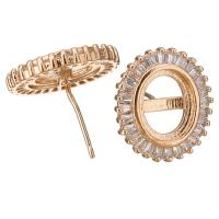 Латунный гвоздик для сережки, Латунь, плакирование настоящим розовым золотом, с кубическим цирконием 1mm, внутренний диаметр:Приблизительно продается Пара