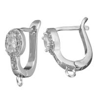 Brass Lever Back Earring, platinum plated, with loop & for woman & with cubic zirconia Approx 1.5mm 