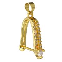 Brass Jewelry Bails, real gold plated, micro pave cubic zirconia 1mm Approx 4mm 