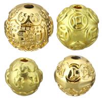 Старинный латунный бусы, Латунь, Цилиндрическая форма, плакированный настоящим золотом, разный размер для выбора, продается PC