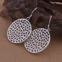 Brass Drop Earring, Flat Round, real silver plated, for woman, lead & cadmium free 