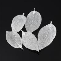 Brass Leaf Pendants, plated, hollow nickel, lead & cadmium free, 60-85x27- Approx 
