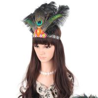Nylon Cord Headband, with Feather, Bohemian style & for woman Approx 19 Inch 