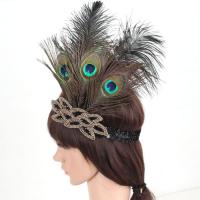Nylon Cord Headband, with Plastic Sequin & Feather, Bohemian style & for woman Approx 19 Inch 