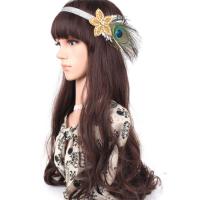 Nylon Cord Headband, with Feather, Bohemian style & for woman Approx 19 Inch 
