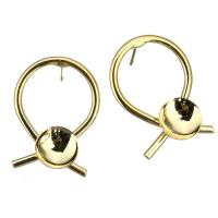 Brass Earring Stud Component, gold color plated 0.6mm 