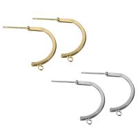 Brass Earring Stud Component, plated, with loop 0.6mm Approx 0.7mm 