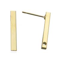 Brass Earring Stud Component, Number 1, gold color plated, with loop 0.6mm Approx 0.9mm 