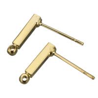 Brass Earring Stud Component, Number 1, gold color plated, with loop 0.6mm Approx 0.5mm 