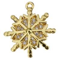 Cubic Zirconia Micro Pave Brass Pendant, Snowflake, real gold plated, micro pave cubic zirconia Approx 0.8mm 