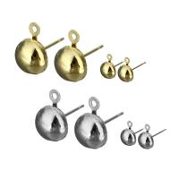 Brass Earring Stud Component, plated, with loop 