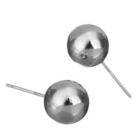 Brass Earring Stud Component, Round, silver color plated, without stopper & for woman 