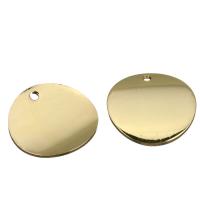 Bijoux pendentifs en laiton, Plat rond, Placage de couleur d'or Environ 0.5mm, Vendu par PC