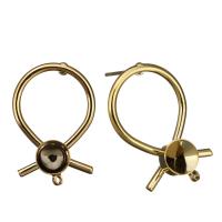 Brass Earring Stud Component, gold color plated, with loop 0.6mm Approx 0.5mm 