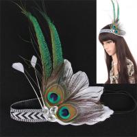 Nylon Cord Headband, with Feather & Crystal, Bohemian style & for woman Approx 19 Inch 