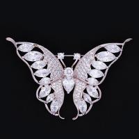 Cubic Zirconia Brooch, Brass, Butterfly, plated, for woman & with cubic zirconia nickel, lead & cadmium free 