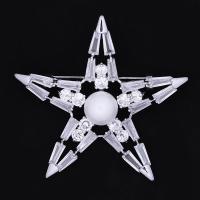 Cubic Zirconia Brooch, Brass, with South Sea Shell, Star, platinum plated, for woman & with cubic zirconia, nickel, lead & cadmium free 