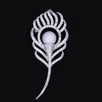 South Sea Shell Brooch, Brass, with South Sea Shell, Flower, platinum plated, micro pave cubic zirconia & for woman, nickel, lead & cadmium free 
