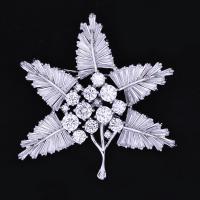 Cubic Zirconia Brooch, Brass, Leaf, platinum plated, for woman & with cubic zirconia, nickel, lead & cadmium free 