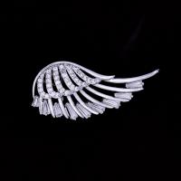 Cubic Zirconia Brooch, Brass, Wing Shape, platinum plated, micro pave cubic zirconia & for woman, nickel, lead & cadmium free 