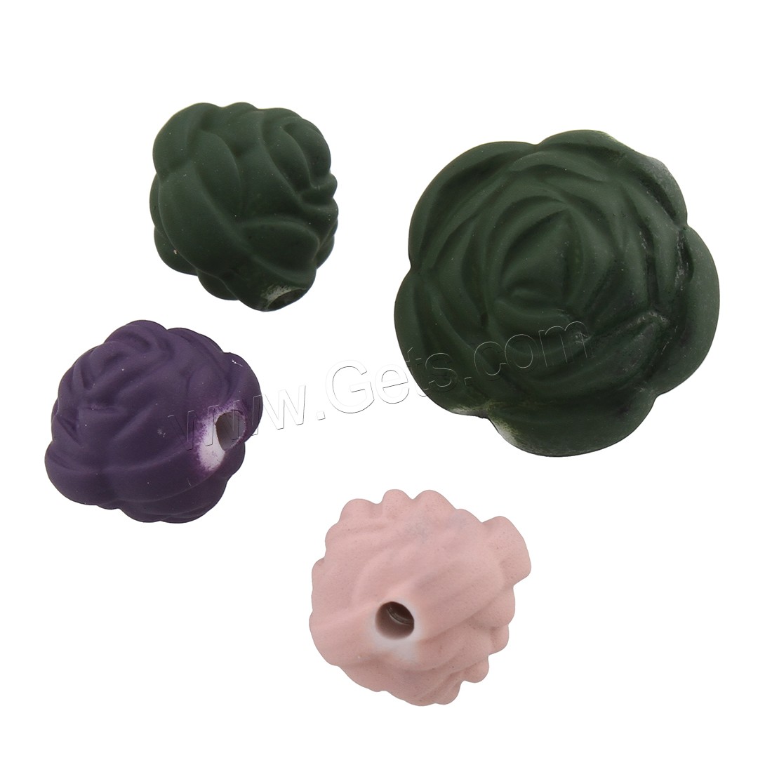 Gummierte Acryl-Perlen, Acryl, Blume, verschiedene Größen vorhanden, gemischte Farben, Bohrung:ca. 1mm, verkauft von Tasche