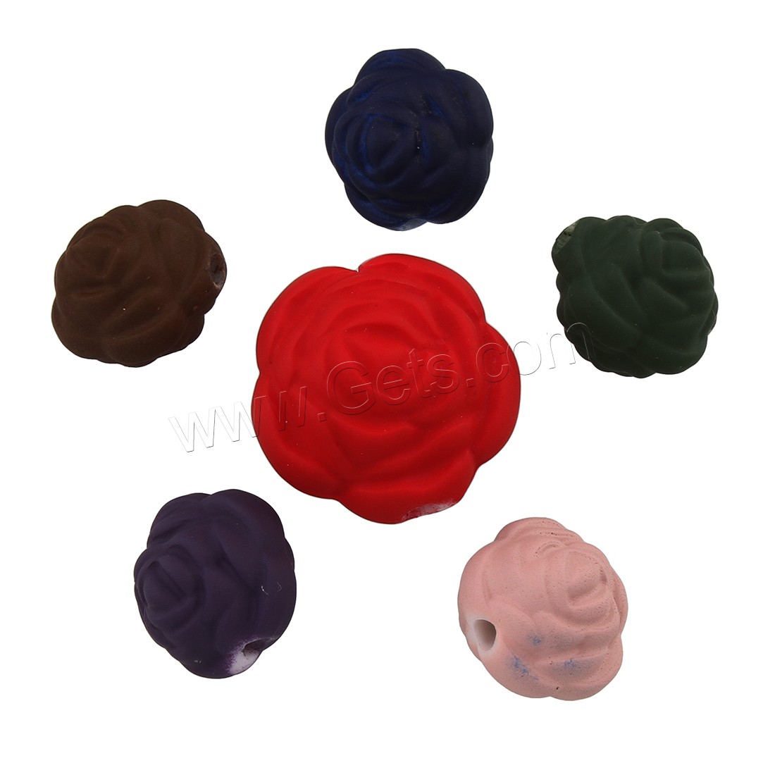 Прорезиненные акриловые бусины, Акрил, Форма цветка, разный размер для выбора & прорезиненные, разноцветный, отверстие:Приблизительно 1mm, продается сумка