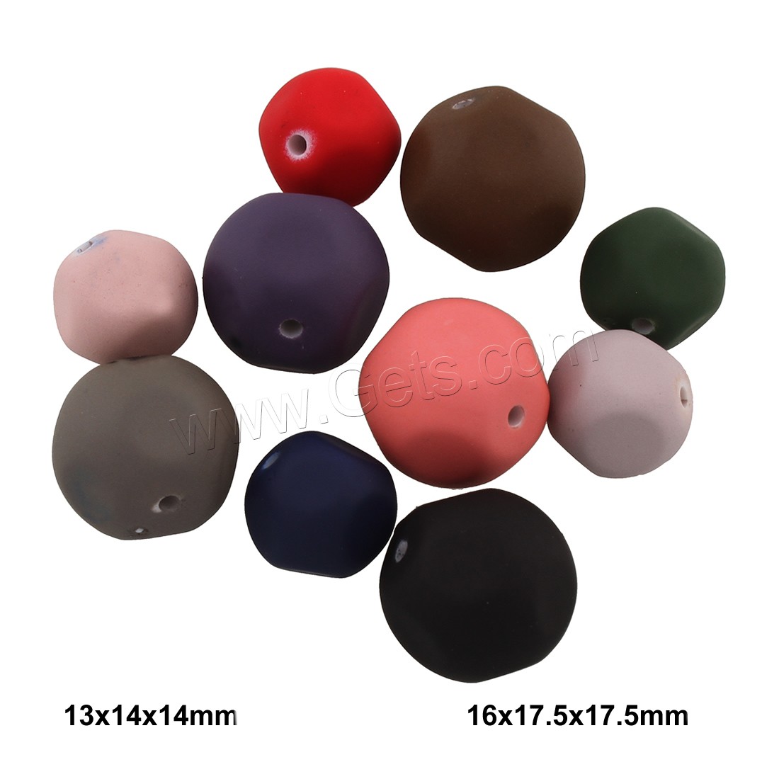 Gummierte Acryl-Perlen, Acryl, verschiedene Größen vorhanden, gemischte Farben, Bohrung:ca. 1.5mm, verkauft von Tasche