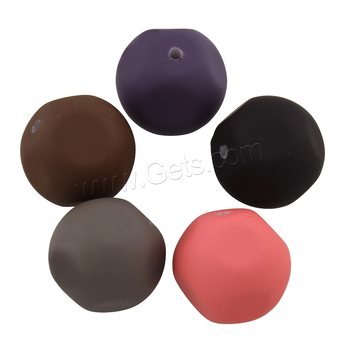 Rubberized Acrylic Beads, different size for choice, mixed colors, Hole:Approx 1.5mm, Sold By Bag