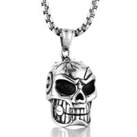 Titanium Steel Sweater Necklace, Skull, plated, Unisex & box chain & blacken Approx 24 Inch 