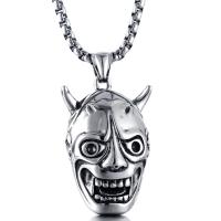Men Sweater Chain Necklace, Titanium Steel, Skull, plated, box chain & for man & blacken Approx 24 Inch 