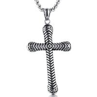 Men Sweater Chain Necklace, Titanium Steel, Cross, plated, Unisex & box chain Approx 24 Inch 