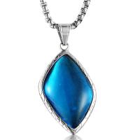 Titanium Steel Sweater Necklace, with Sapphire​, polished, box chain & for woman & faceted Approx 24 Inch 